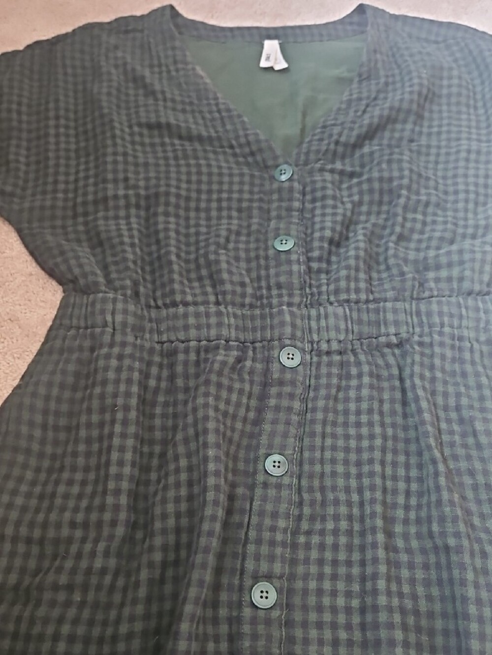 Pact Dark Green Check Button-Front Midi Dress - Picture 8 of 12
